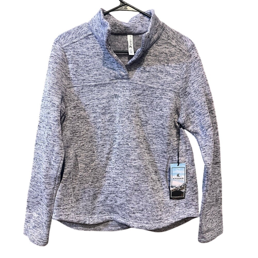Kyodan Outdoor Womens Grey Space‎ Dye Quarter Snap Fleece Lined Pullover Large